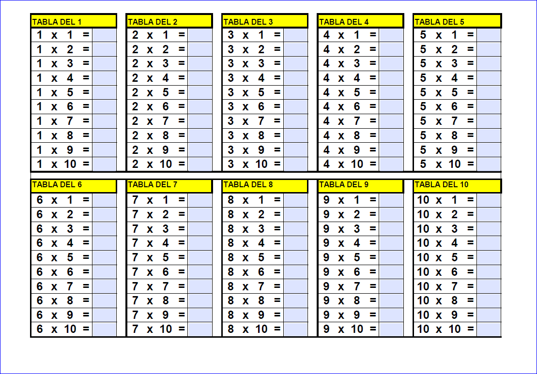 Tablas De Multiplicar Del Al Imagui Hot Sex Picture