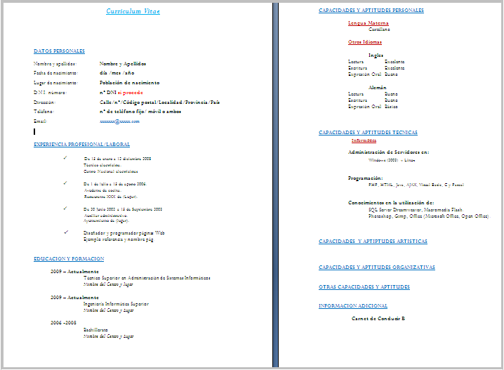 modelos de curriculums. ejemplos curriculum vitae.