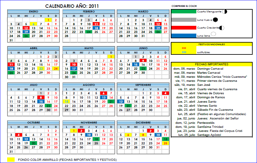 Calendario 2011 en PDF