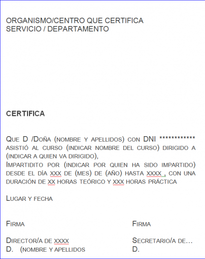 Certificado curso