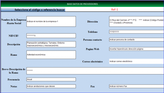 Base datos proveedores